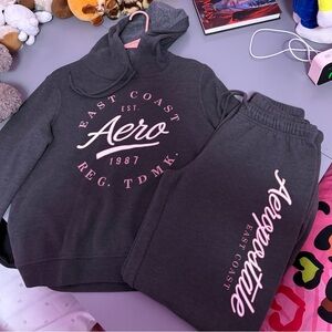 Aeropostale Charcoal and Pink Loungewear Set